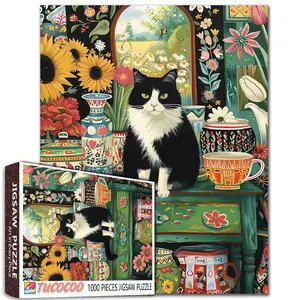 Tucocoo Black Cat 1000 Pieces Jigsaw Puzzle, family game, stress relief, brain training, wall decor, challenging, gift idea, 27.56x19.69inch(70x50cm) Fun Relaxing Meaningful Fun