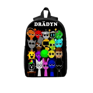 All-Character Print 17-Inch Laptop Backpack: Crafted from durable polyester, featuring breathable shoulder straps, dual-way zippers, and side pockets—perfect for students, travelers, and rhythm game enthusiasts.