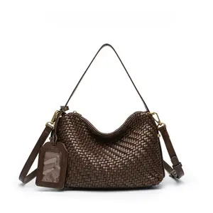 8052 Women's Hand-woven Retro Portable Tote Bag 2025 New Commuter Fashion Shoulder Messenger Bag