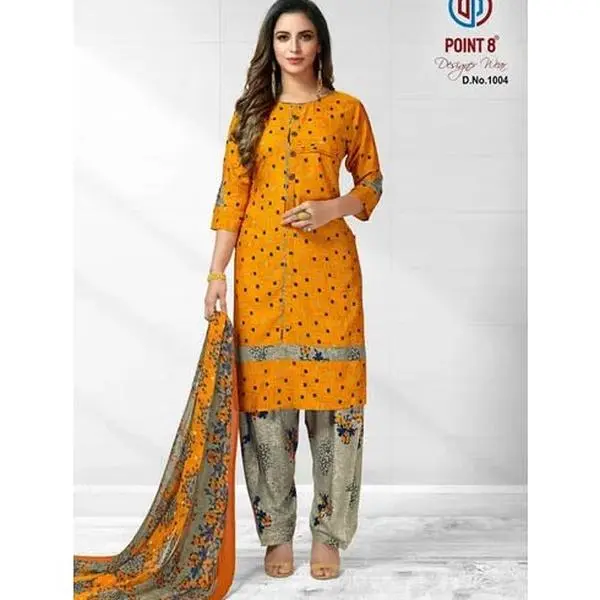 Vibrant Orange Kurta Set with Printed Salwar & Dupatta | #1004