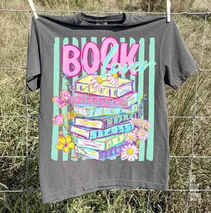 Comfort Colors Book Lover T Shirt, Floral Bookish Graphic Tee, Wildflower Book Stack Shirt, Cute Reader Outfit, Literary Aesthetic Tee, Bookworm Graphic Shirt