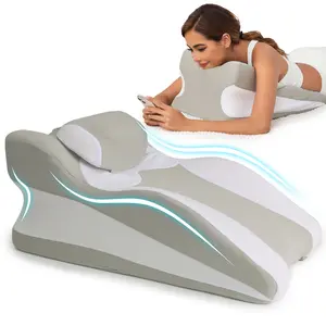 Multi-Functional Wedge Pillow for Reading Relaxing and Back Support, Premium Memory Foam Bed Pillow for Neck Leg Relief, Ergonomic Design for Comfortable Rest on Sofa, Soft Removable Cover for Better Posture and Back Pain Relief