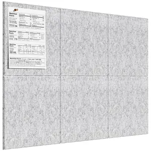 MaxGear 36"x24" Large Light Gray Wall Mount Cork Board, 6-Pack Felt Wall Tiles & Panels, Included Pushpins for Office Decoration