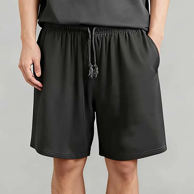 Vintage Washed Athletic Shorts for Men, Elastic Drawstring Knee Length Basketball Sweat Shorts, Loose Lightweight Workout Lounge Shorts with Side Pockets