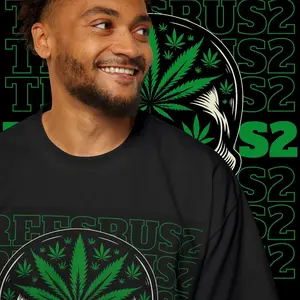 Oversized Tee TREESRUS Skull Cannabis Graphic Shirt