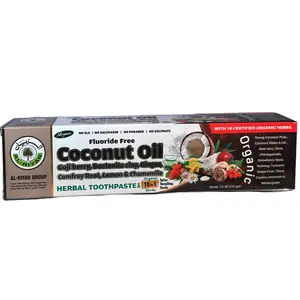 Al Riyan Organic Toothpaste with Coconut Oil, Goji Berry, Bentonite Clay, Chamomile, Lemon, Strawberry, Tea Tree, Aloe Vera, Fluoride-Free, Vegan, 100% Natural Oral Care