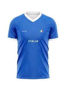 Italy National Team Football Sports Wear 2026 New Blue Sporty Tee, Quick-Dry Fabric Soccer Jersey Short Sleeve, Casual All-Season Training Top, Training Shirt