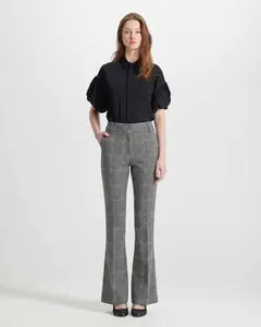 Eudora Cropped Bootcut Sequined Prince Of Wales Pant