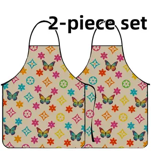 Floral Butterfly Print Polyester Apron Set, 2 Counts ﻿Mother's Day Gift Apron,Cool Summer Cooking Apron,Apron for Women,Nails Design Tool,﻿Gift for Daughter&Mother&Wife&GF,Kitchen Essential