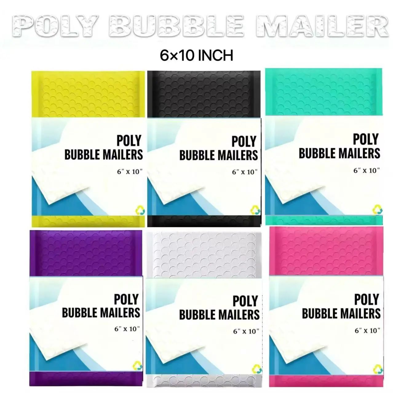 6x10 Inches Multi Colors Poly Bubble Mailers, Self Seal & Water Resistant Padded Shipping Bags, Waterproof Mailing Envelopes, 25-100 Pieces
