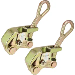 2 Pack 0.5 T Cable Puller, Cable Grip Wire Rope Jaw Puller with Swing Latch, Steel Cable Puller Tool for 1/32-3/8 Inch Wire Rope, Maximum Load 1102 Lbs