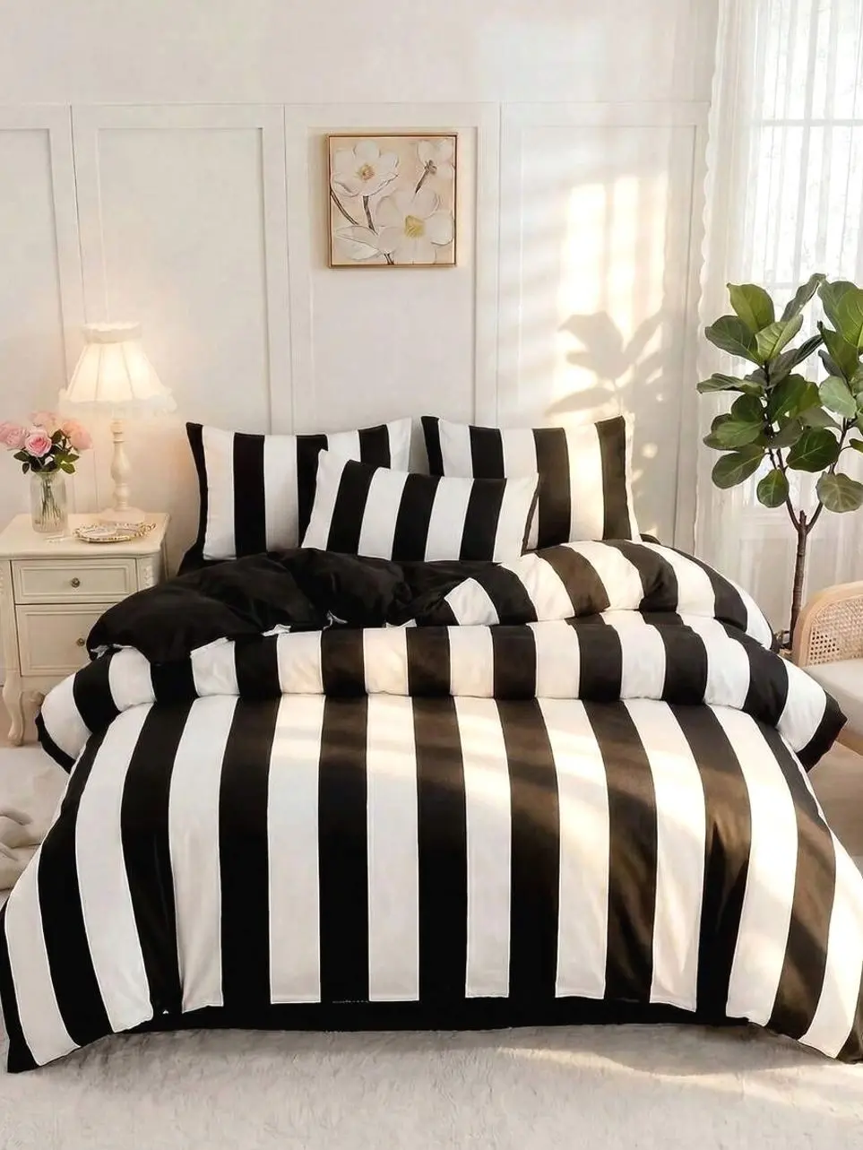 2/3PCS Striped Duvet Cover Set, Soft Breathable Bedding Set, Anti-Pilling Quilt Cover with Pillowcases, No Insert, Bedroom Decor