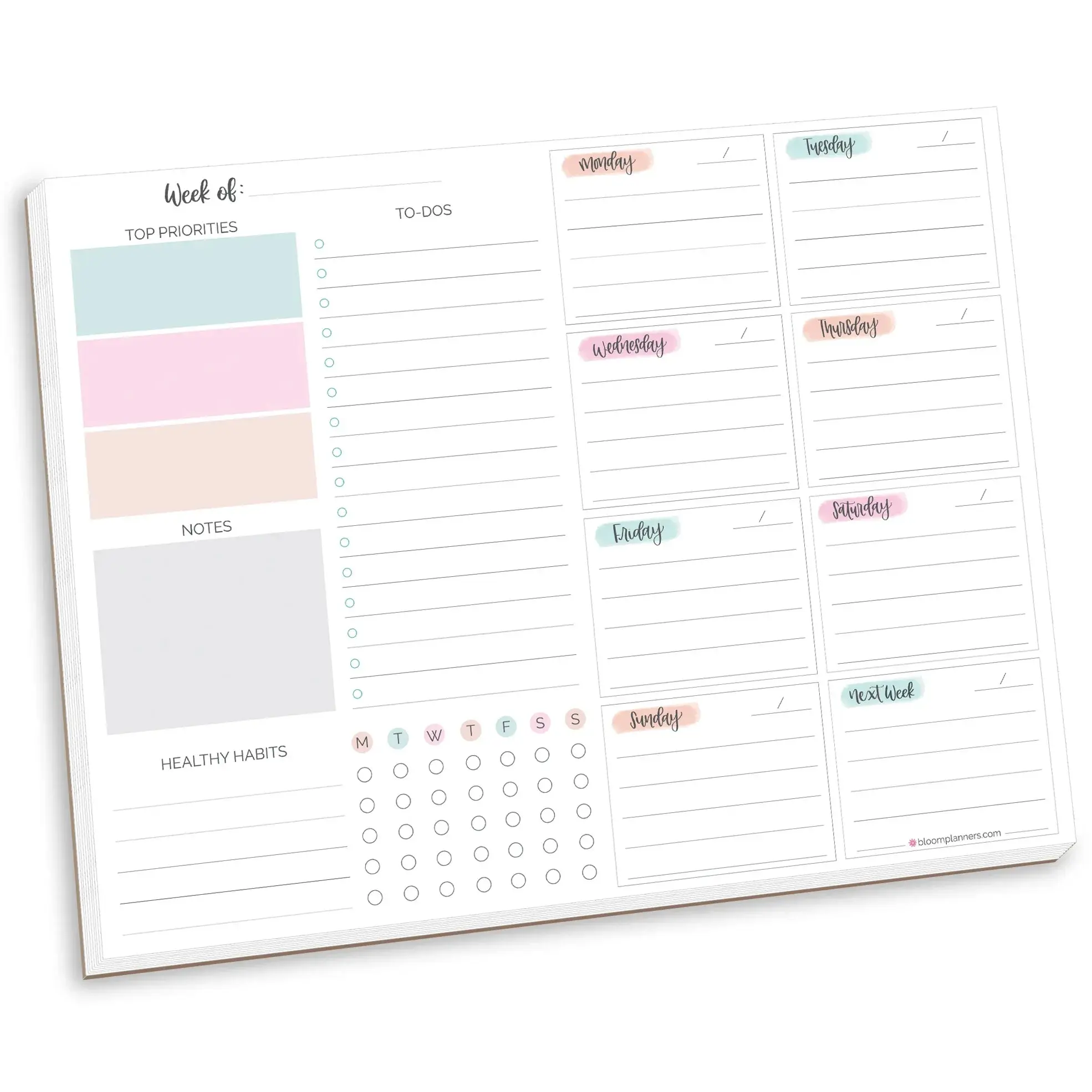 Planning Pad, 8.5" x 11", Weekly To-Do List & Planner, Pastel Planning Pad, 8.5" x 11", Weekly To-Do List & Planner, Pastel
