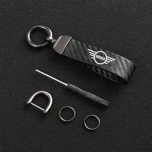 Carbon Fiber Style Car Keychain Microfiber Leather Key Chain For Mini Cooper R56 F56 Accessories S JCW F55 R55 R60 R61 F54 F60 R50 Countryman Clubman