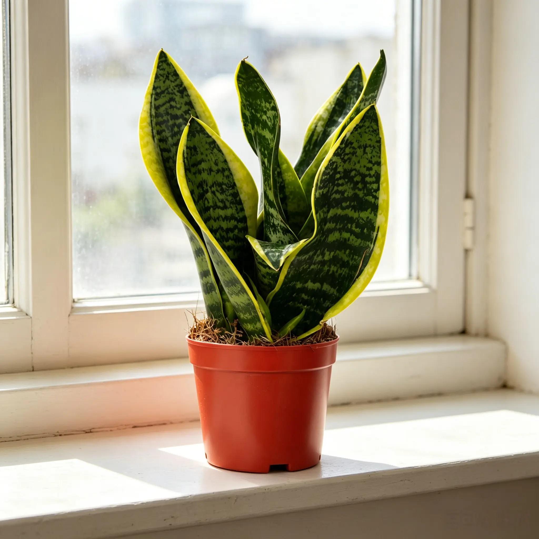 A20  Snake Plant 4" Live Indoor House Plant, Tropical Sansevieria with Upright Green Leaves, Compact Potted Plant for Home Office Shelf Table Décor
