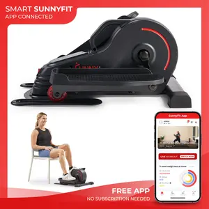 Sunny Health & Fitness Smart Mini Motorized Elliptical for Home & Office, Gym Workout Fitness, Under Desk Portable Pedal Exerciser, Auto Power-Assisted, 18 Adjustable Speeds, Sit & Pedal, Low-Impact Cardio, Mobility Rehabilitation & Physical Therapy