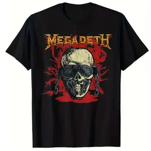 Cotton Short Sleeve Megadeth- Edgy Skull & Chain Graphic Men's T-Shirt