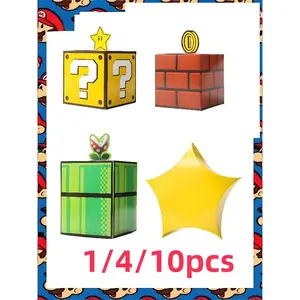 1/4/10pcs   Party Set and Props Box - Cartoon Mario Theme Party Gift Bag with Candy Box - Decorative Gift Items Party Decoration Supplies