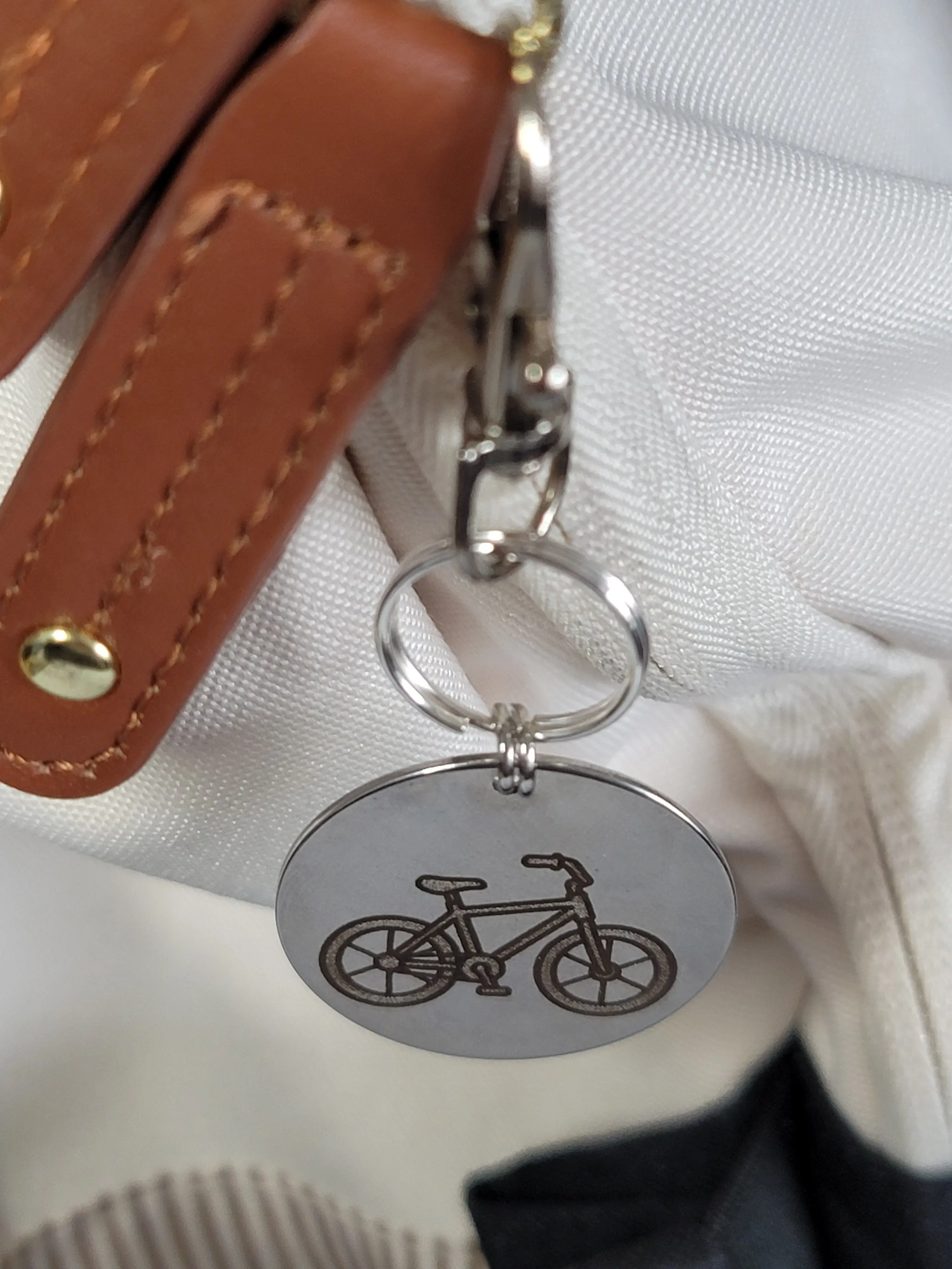 Laser Engraved Bicycle Keychain Fob – Steel Cycling Zipper Pull