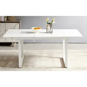 ARCH white color,Square Extendable Dining Table with metal leg,Modern Space Saving Kitchen Table for Living Room( 70.86" W x 31.5" D x 29.5" H)   WL RR