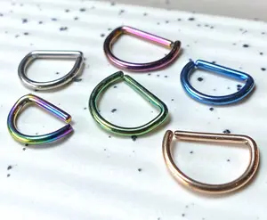 D-Shaped 16g Cartilage Rook Daith Helix Tragus Septum Nose Hoop Ring