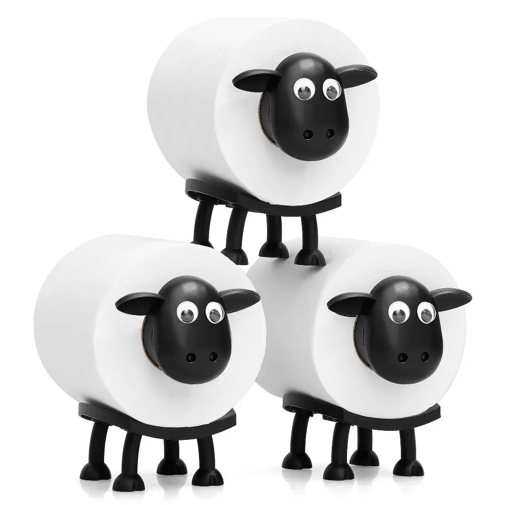 3-Pack Sheep-Shaped Toilet Paper Holders, Bathroom Set, 3D Printed Sheep Design, Cute Bath Decor, Paper Towel Storage, Restroom Accessories
