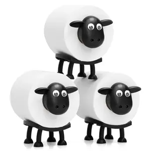 3-Pack Sheep-Shaped Toilet Paper Holders, Independent Bathroom Set, 3D Printed Fun Sheep Design, Cute Bath Decor, Paper Towel Storage, Bathroom Decorations