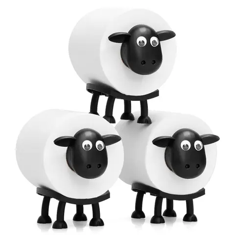 3-Pack Sheep-Shaped Toilet Paper Holders, Bathroom Set, 3D Printed Sheep Design, Cute Bath Decor, Paper Towel Storage, Restroom Accessories