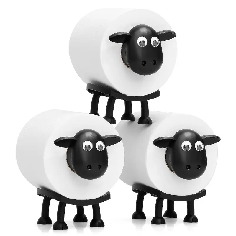 3-Pack Sheep-Shaped Toilet Paper Holders, Bathroom Set, 3D Printed Sheep Design, Cute Bath Decor, Paper Towel Storage, Restroom Accessories