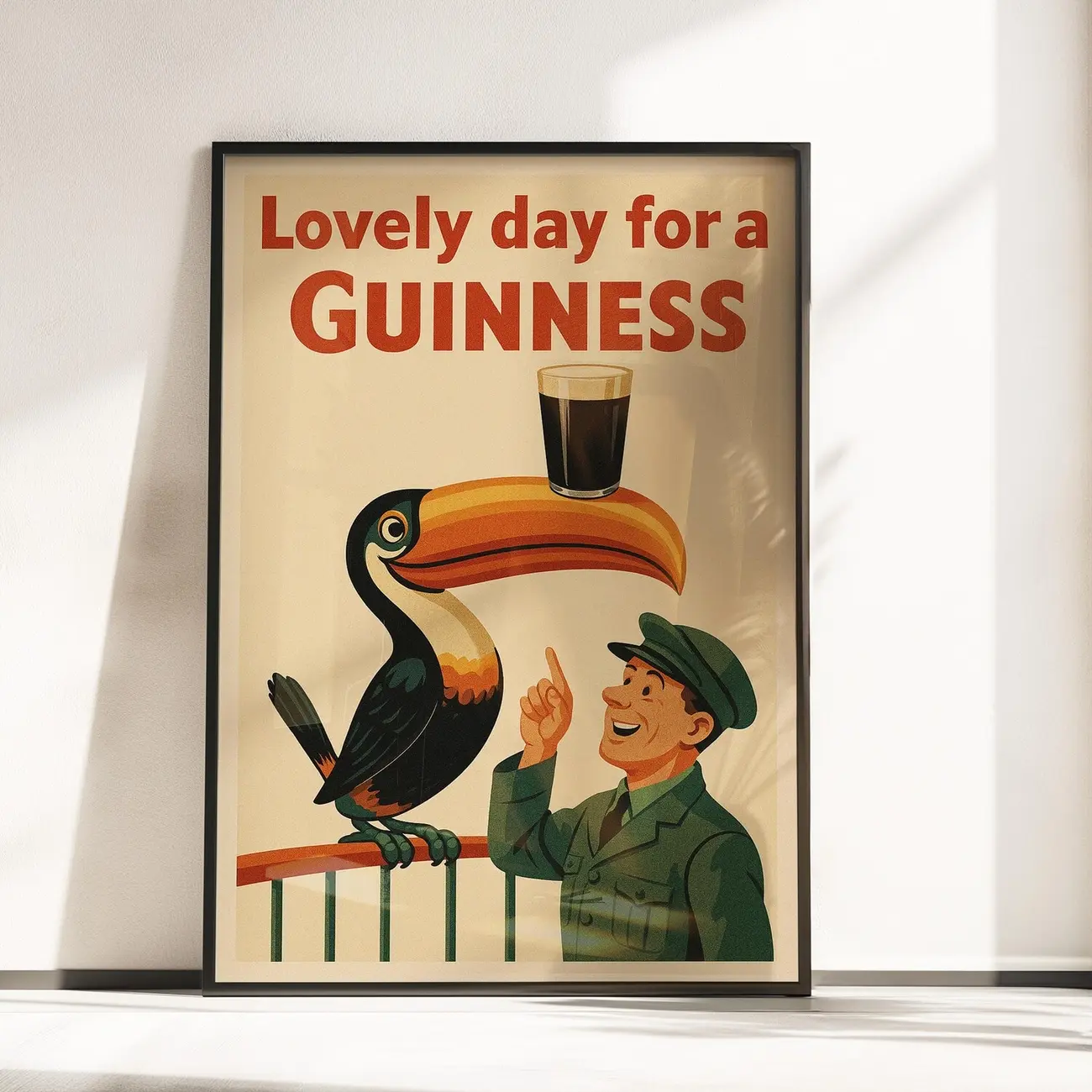 Vintage Guinness Poster Print – Retro Beer Ad with Toucan Art, Retro Guinness Wall Art, Vintage Advertisement Poster zz74
