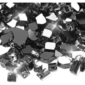 10 lbs 1/2 Inch Black Reflective Fire Glass Safe Fire Pit Glass Rocks for Propane Fire Pit Fireplace Table and Landscaping