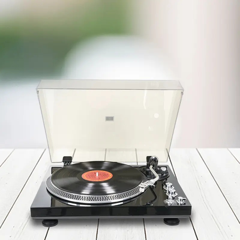 Premium Quality Vintage Belt-Driven Vinyl Turntable with USB, Auto Return, Built-In Preamp, Bluetooth Transmitter, 33/45 RPM, RCA Output, Stylus Needle, Black Finish