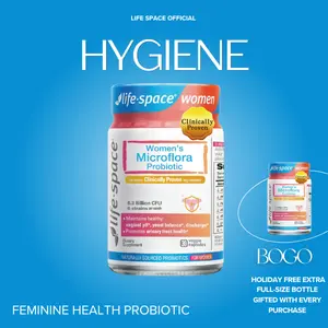 【NEW】Life Space Women's Microflora Probiotic 6.3 Billion CFU 6 Strains for Healthy Microflora pH & Urinary Tract Health Feminine Hygiene Vegetarian Capsules