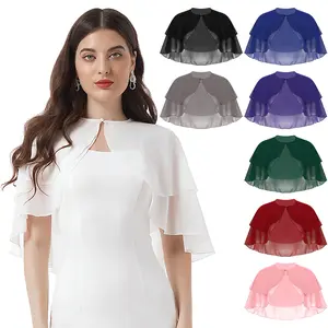 Womens Elegant Summer Capes Jacket Ladies Soft Chiffon Wedding Wraps Shrug Bridal Bolero Long Shawl and Wraps Evening Cover Up
