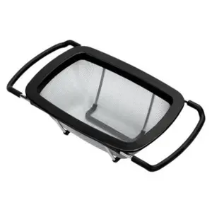 Expandable Colander-Black: Over the Sink Stainless Steel Strainer, Dishwasher-Safe, 24 Cup Capacity