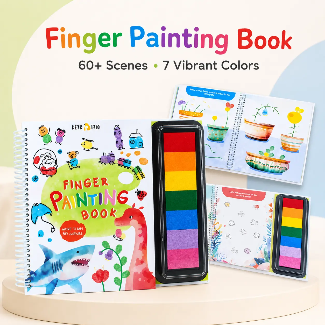 Kids Finger Painting Activity Book, DIY Art Painting Book with 60+ Scenes , Creative Craft Gift for Birthday Holiday Fun