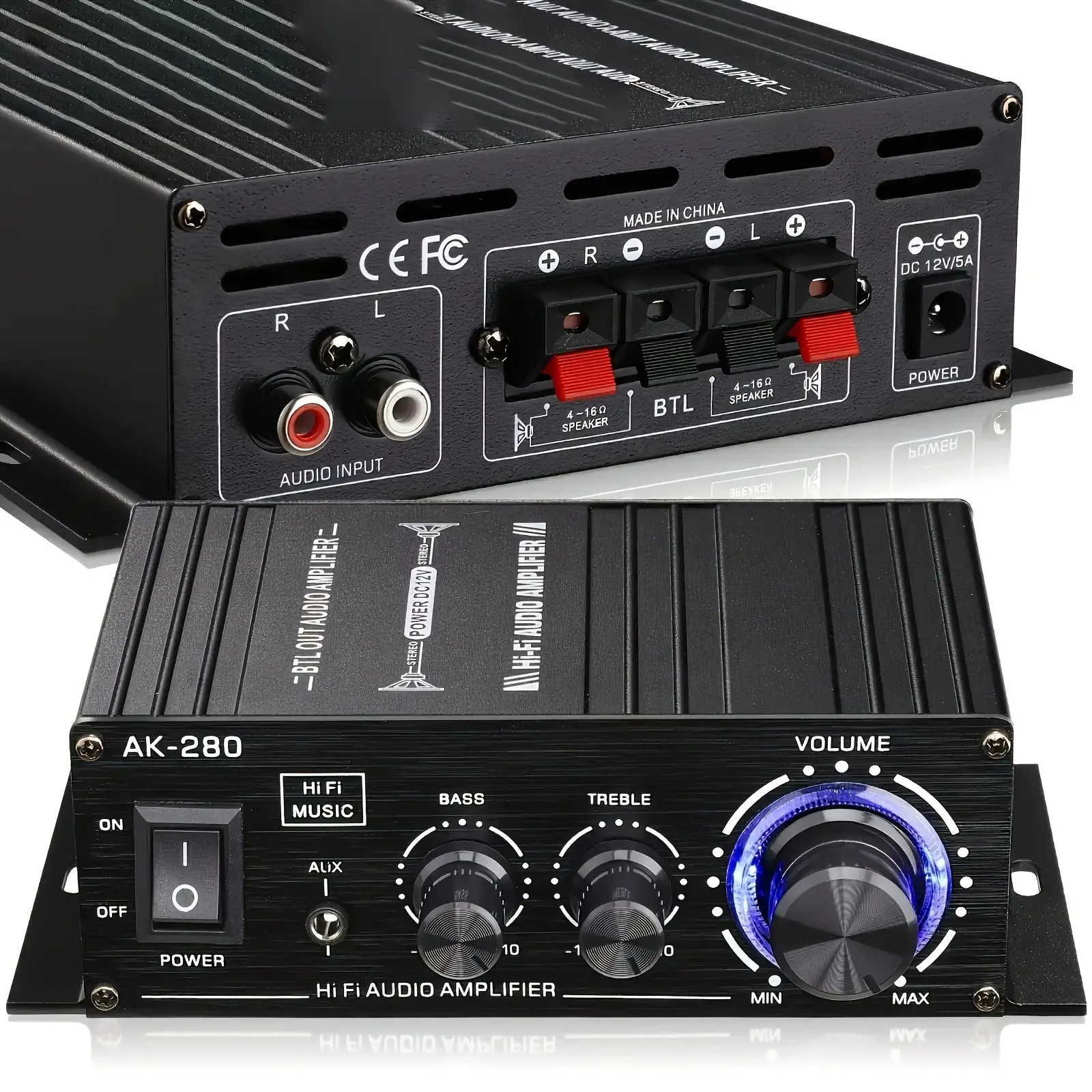 2.0-Channel Durable Audio Amplifier Module - Stereo Amp Board with Low Distortion, Heavy-Duty Aluminum Build, 12V DC Compact Design for Home Theater, Car Stereo Receiver, Bookshelf Speakers