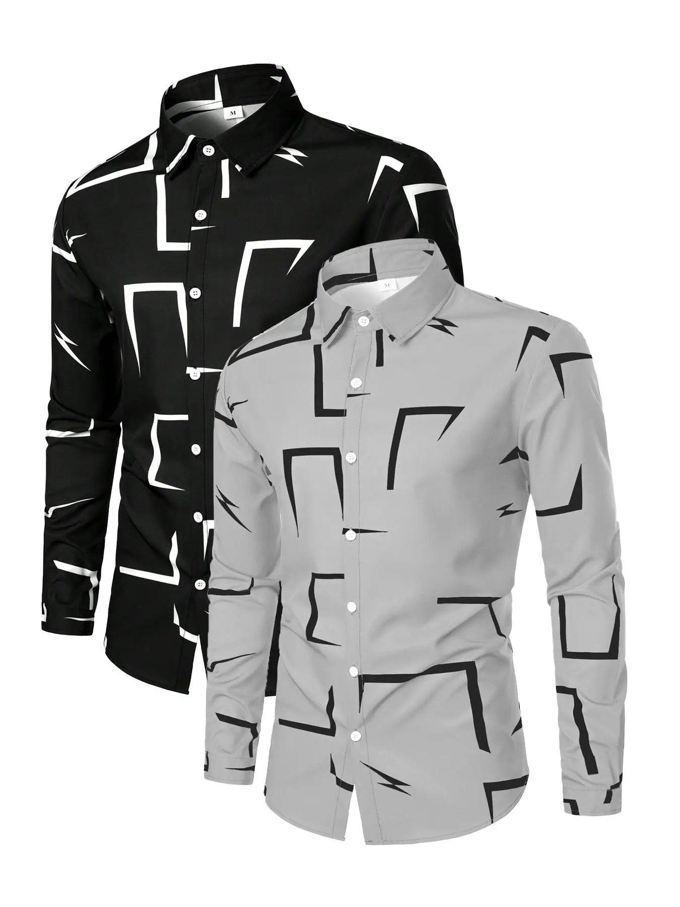 Men's Fashionable Irregular Art Pattern Versatile Trendy Regular Long-sleeved Shirt, Button Up Long Sleeve Shirts, Business Formal Shirts Tops for All