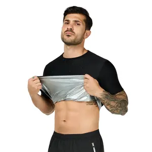 JEVPE Sauna Sweat Suits Shirt for Men Sweat Suit Compression T-Shirt Workout Sports Shapewear Gym Exercise