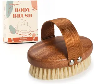 Dry Brushing Body Brush - Natural Boar Bristle Dry Body Brush for Lymphatic Drainage, Cellulite, Blood（Medium Hardness）