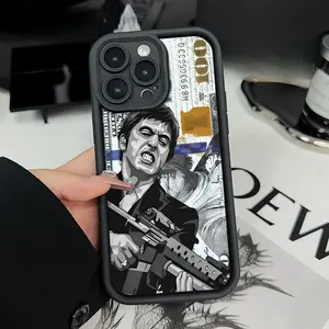 Phone Case foriPhone 16 Pro Max 15 Plus 14 13 12 11 XR E XS Creative Scar Face Painted Pattern Silicone TPU Lens Protective Rugged Durable Soft Cover for Male
