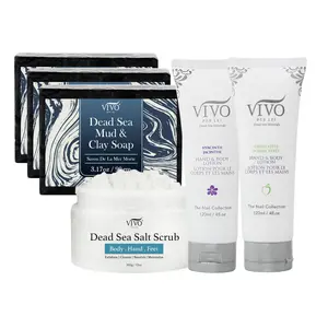 Body Care Set Bundle – Vivo Per Lei Dead Sea Hand Cream, Hyacinth Body Butter, Body Salt & Dead Sea Soap (3-Pack)
