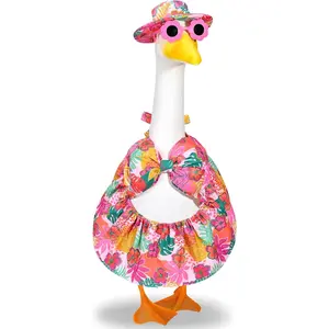 Hawaiian Goose Outfit Summer Porch Goose Outfits Bikini Goose Clothes Cute Goose Costume for Outdoor Garden Yard Decor(Rose)