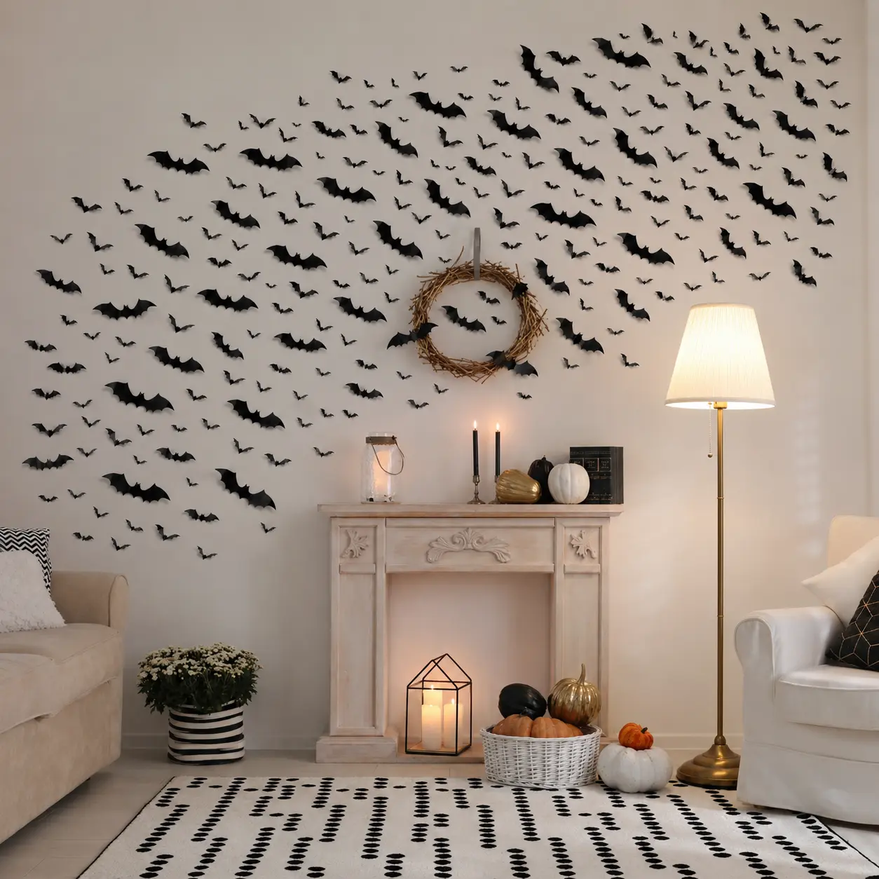 180PCS 3D Bat Lightweight Decorative Stickers Set - 4 Sizes with Adhesive, Non-Light-Up Flying Bats for Indoor Halloween Decorations, Home Room Party Surfaces, Wall Stickers & Murals, Photo, Wing