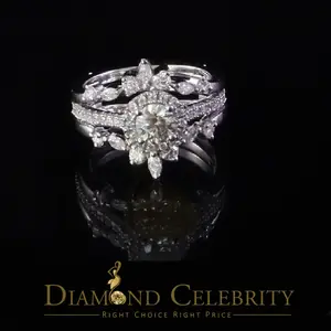 Silver wedding Ring- DiamondCelebritees 925 White Silver Solitaire Enhancer Guard Wrap Ring Insert 1.66ct Moissanite