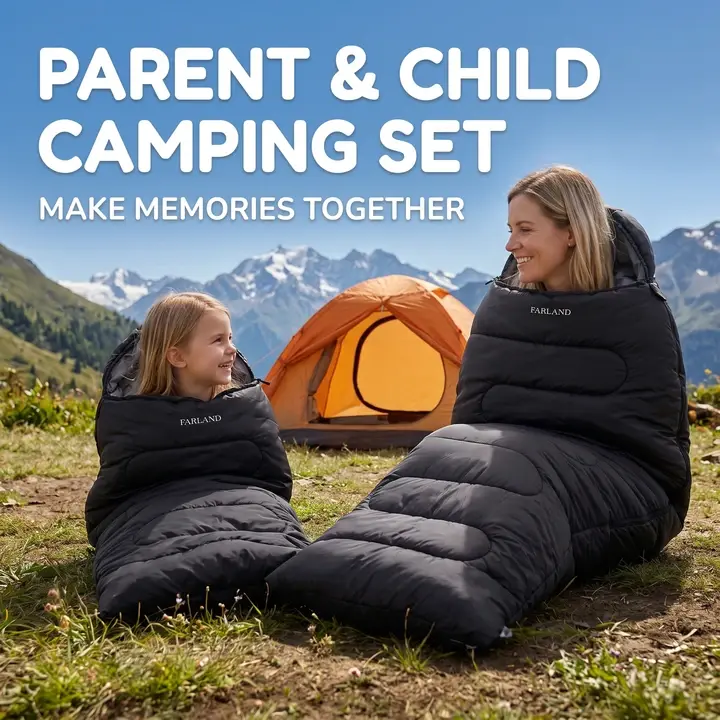 FARLAND 2-Pack Sleeping Bags 1 Adult + 1 Kid Combo FARLAND Buy 1 Get 1 Free r Sleeping Bag,Camping Sleeping Bags for Family