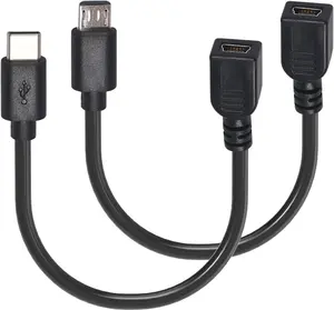 Mini USB Female to Type C Male Cable and Micro USB Male to Mini USB Female Adapter, 2-in-1 to Converter for Dash Cam Hardwire Kit, Charging Only