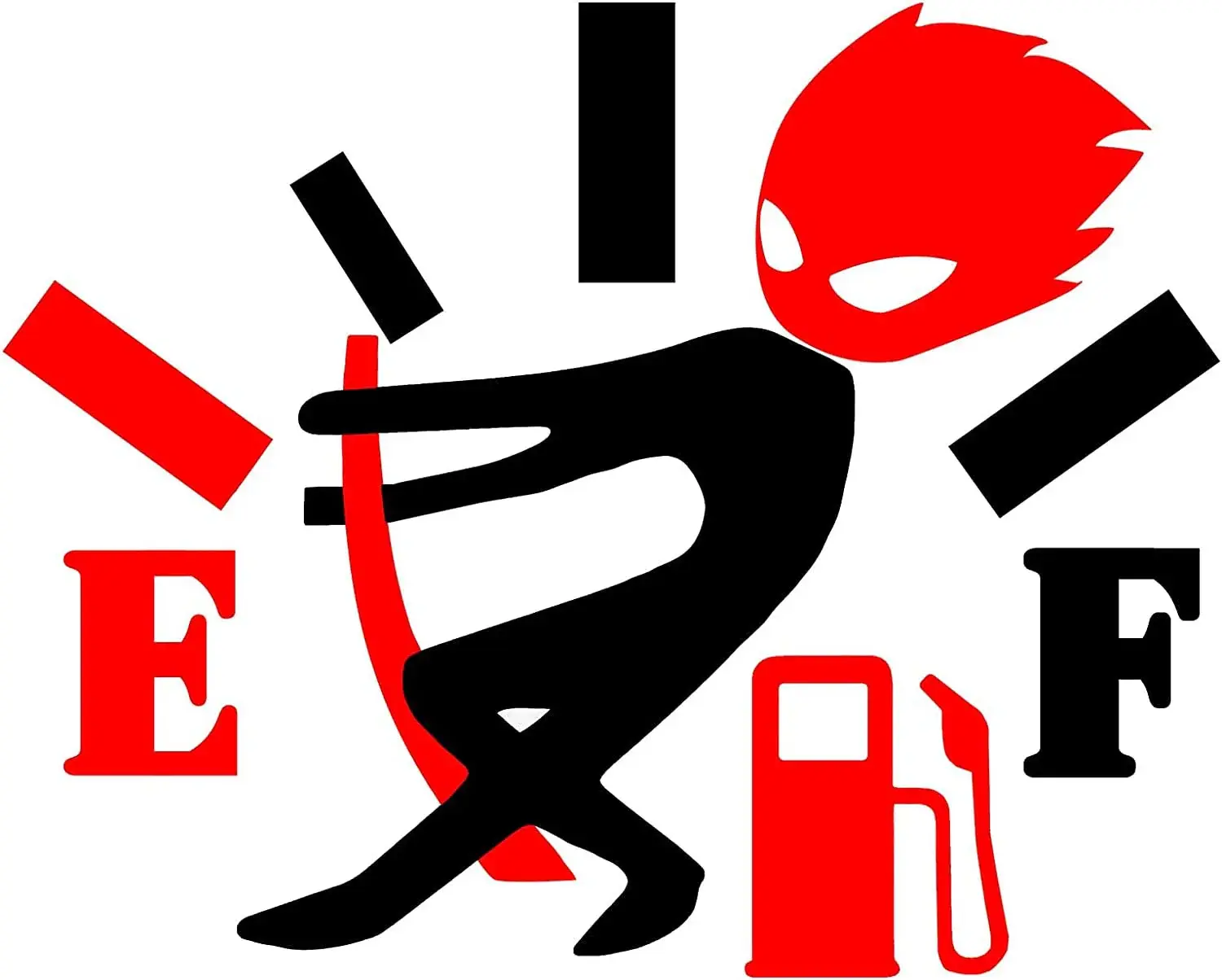 Funny Fuel Gauge Angry Boy Truck Decals, 4x3 in Waterproof Vinyl Bumper Stickers for Cars, Easy-Install Universal-Fit Car Exterior Accessories, High Gas Consumption Warning Auto Decor, Sticker For Cars