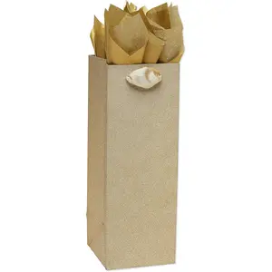 Papyrus 14" Wine Gift Bag with Tissue Paper (Gold Glitter) for Birthdays, Weddings, Bridal Showers, 50Th Anniversary and All Occasions (1 Bag, 4-Sheets) Papyrus