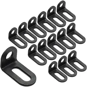 18x18x30mm/0.7"x0.7"x1.2" Adjustable Right Angle Brackets L-shape Corner Brace Support Black- (15 Pcs)
